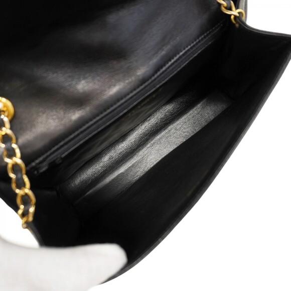 CHANEL Black Lambskin Leather Shoulder Bag